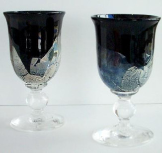 SOLD Silver Leaf Mountain Goblets