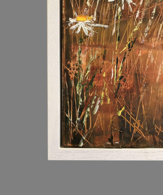 Typical Jenny Wilson framing style. Adds 18 cm to the height and width of the painting.
