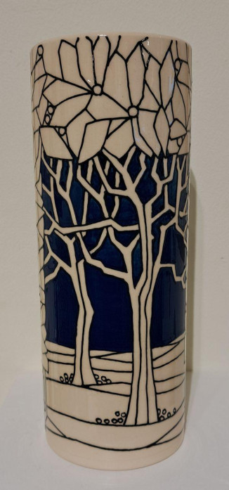 Blue Trees 10" Spill Vase