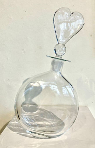 SOLD Decanter With Heart Stopper
