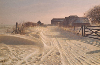 SOLD Snow Scene & Barns