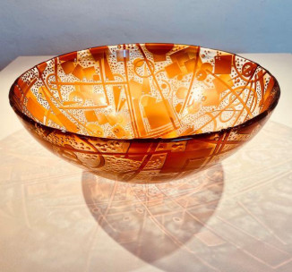 SOLD Cubist Bowl "Should've....!", Engraved