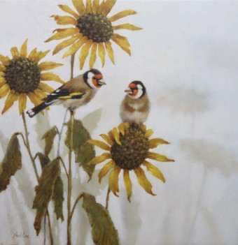 LR 50078 Summer Gold Goldfinches 36x34cm oil on board £1295