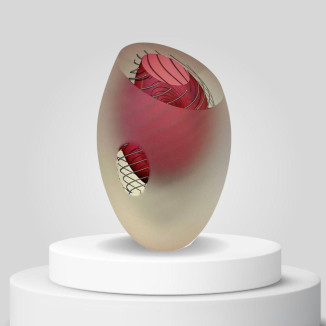Large Dizzy Spiral Vase, Ruby
