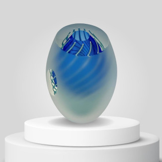 SOLD Large Dizzy Spiral Vase, Aqua