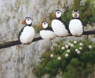 SOLD 'Edging It' Puffins