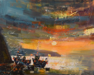 Fishing Boats at Sunrise, Beer Beach