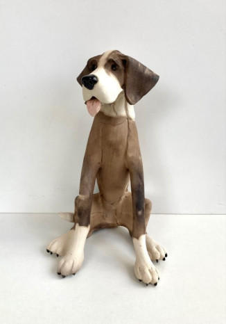 SOLD Sitting Patchy Dog