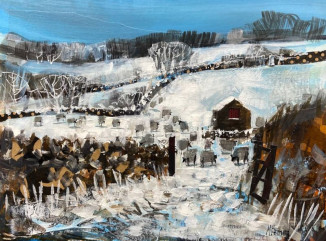 Sheep and Snowy Field