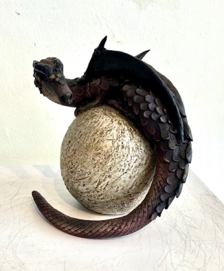 SOLD Black Dragon on a Ball