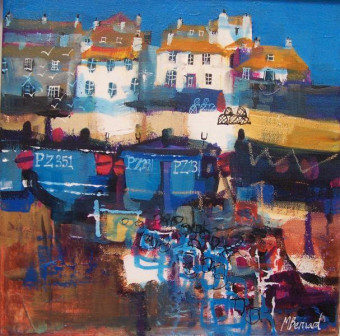 LR 49786 BEACHED FISHING BOATS ST IVES 30X30CM £1350
