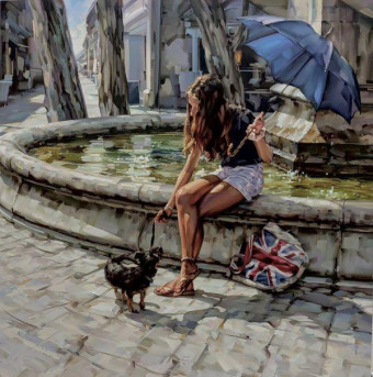 LR 49945 A rest by the fountain 60X60 £4250