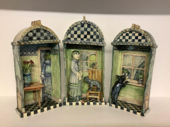 LR 51018 Scenes from everyday life triptych 36 cm £1200