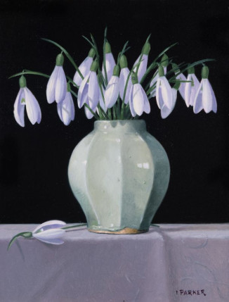 SOLD Snowdrops in Celadon - Ian Parker