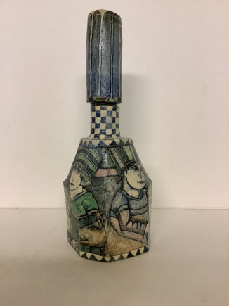 People talking painted bottle